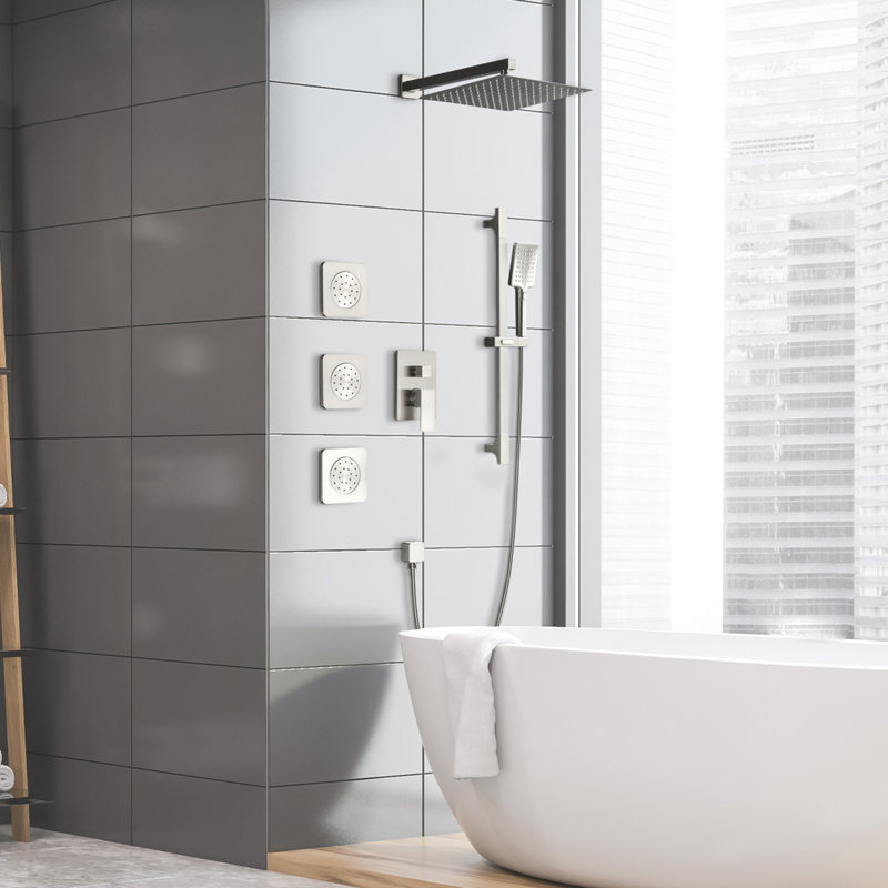 Complete Shower System With Rough In-valve, Brushed Nickel