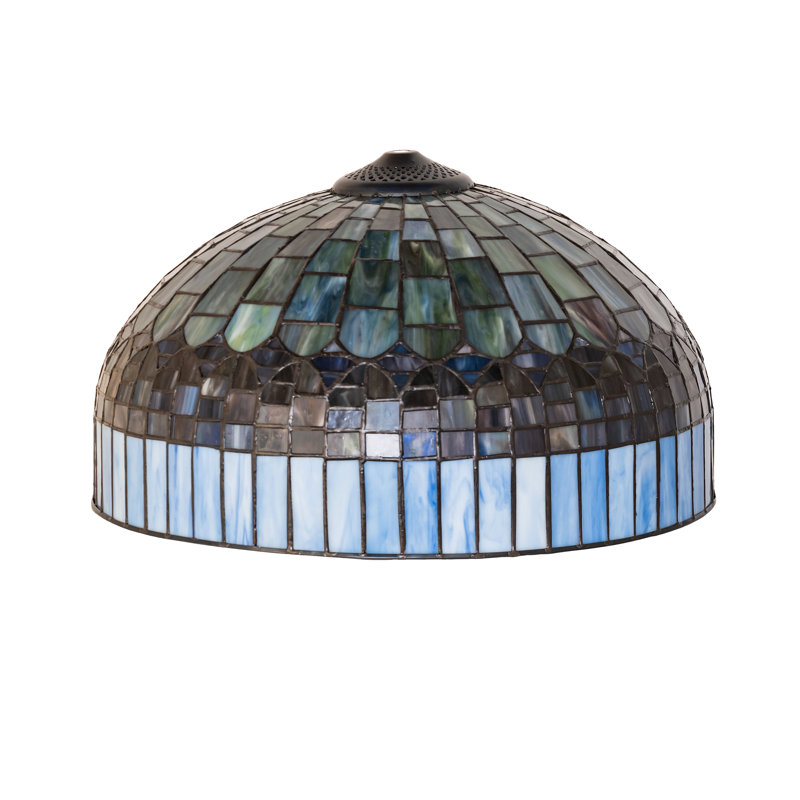 22" Wide Tiffany Candice Shade, Green/Blue/Red/Purple/Amber, 9" H x 16" W x 16" D