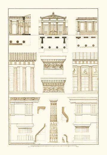 «Doric Ordre, Temple of Zeus and Cased Column» par J. Buhlmann, impression
