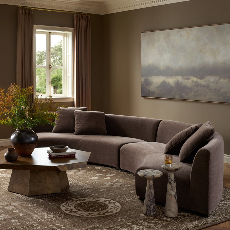 Leia Upholstered Curved Sectional, 29" H x 176.5" W x 66.5" D