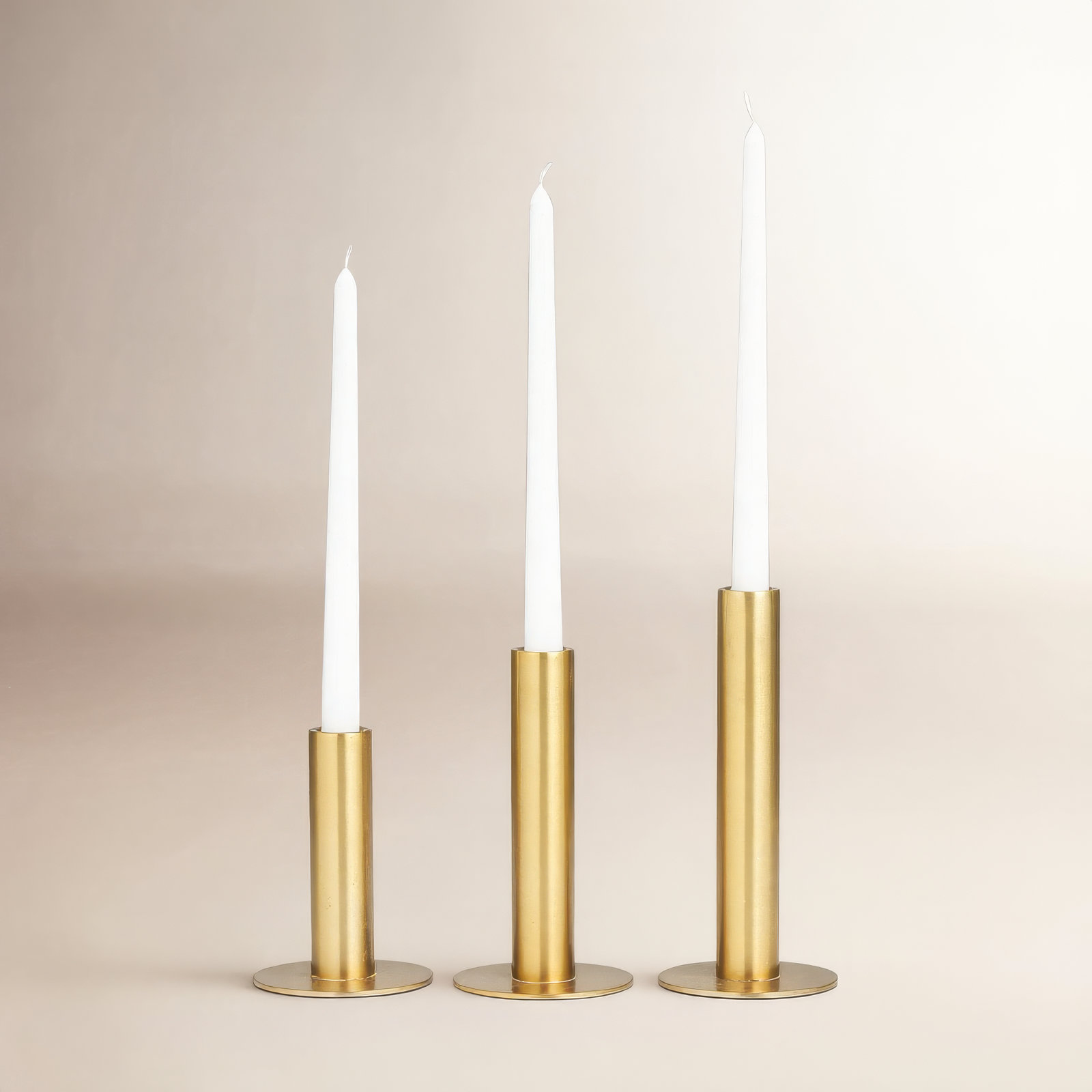 Kage 3-Piece Stainless Steel Candlestick Set, Gold