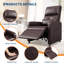Fauteuil inclinable électrique avec télécommande à mémoire, fauteuil inclinable électrique réglable en cuir de polyuréthane avec port USB, dossier haut et poches latérales-484173099