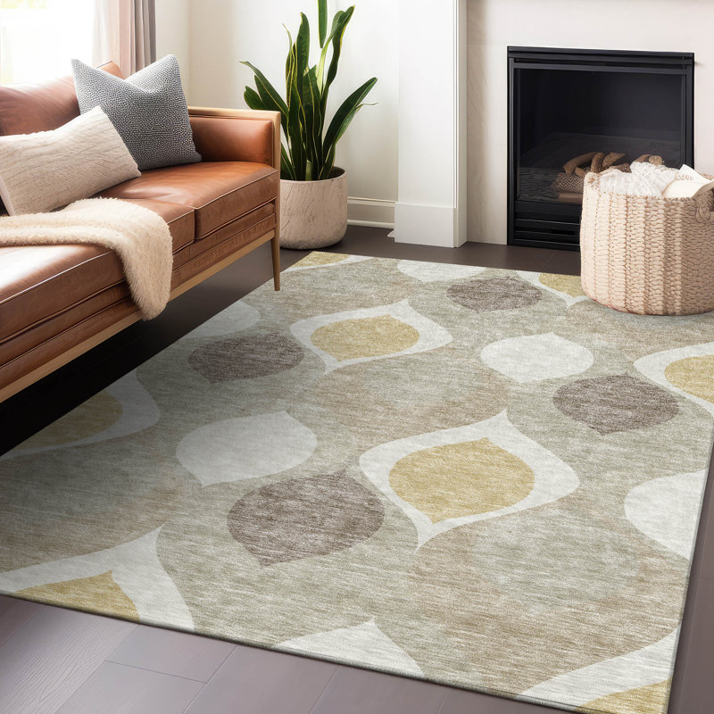 Premium Machine Washable Lisse Beige Rug, Rectangle 8' x 10'