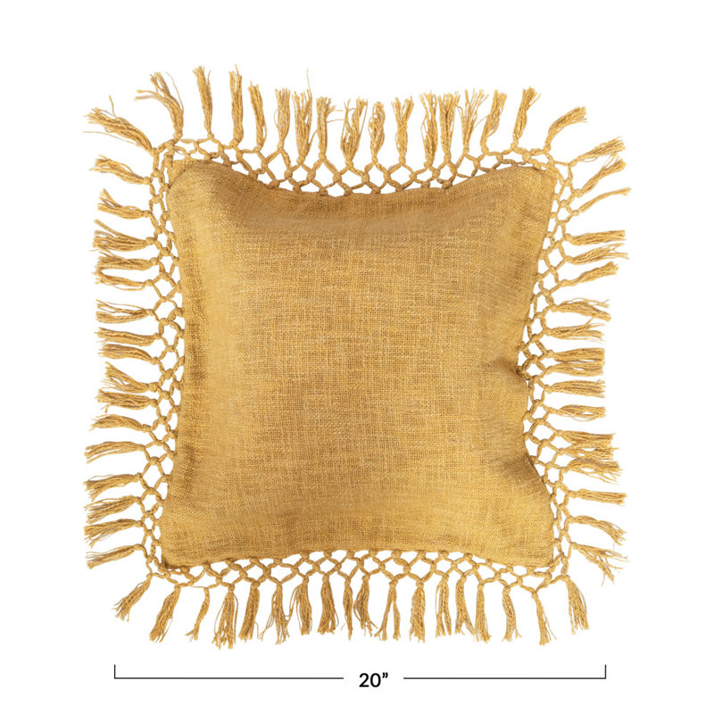  Housse de coussin carré et insert, Jaune
