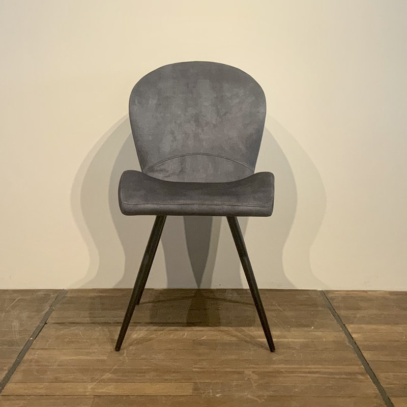 Chaise d'appoint rembourrée et revêtue de velours, gris