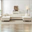 Canapé modulaire en chenille 3 pièces 135,5 pouces en U avec deux chaises modulaires | Salon / chambre à coucher / salon | Chenille | Beige-309559684