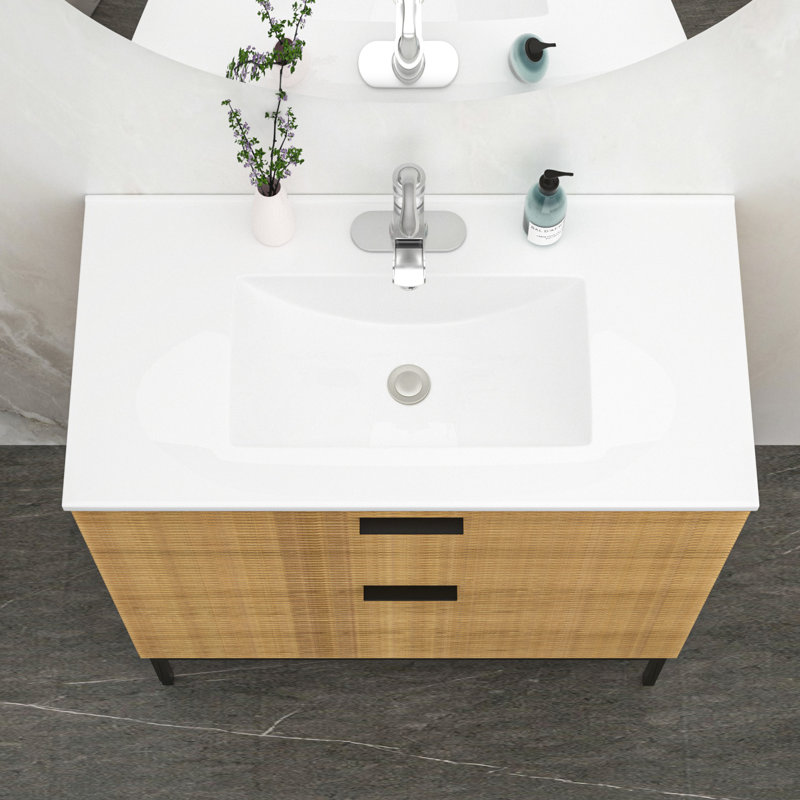Rectangular White Ceramic Bath Vanity Surface 36"X18" - Stain , Low Water Absorption, Functional Smooth Finish, Generous Space
