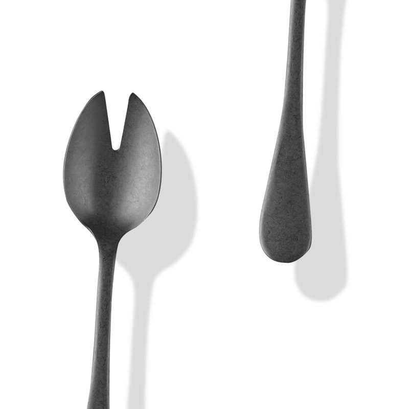 Couverts à salade Natura (fourchette et cuillère), Or noir
