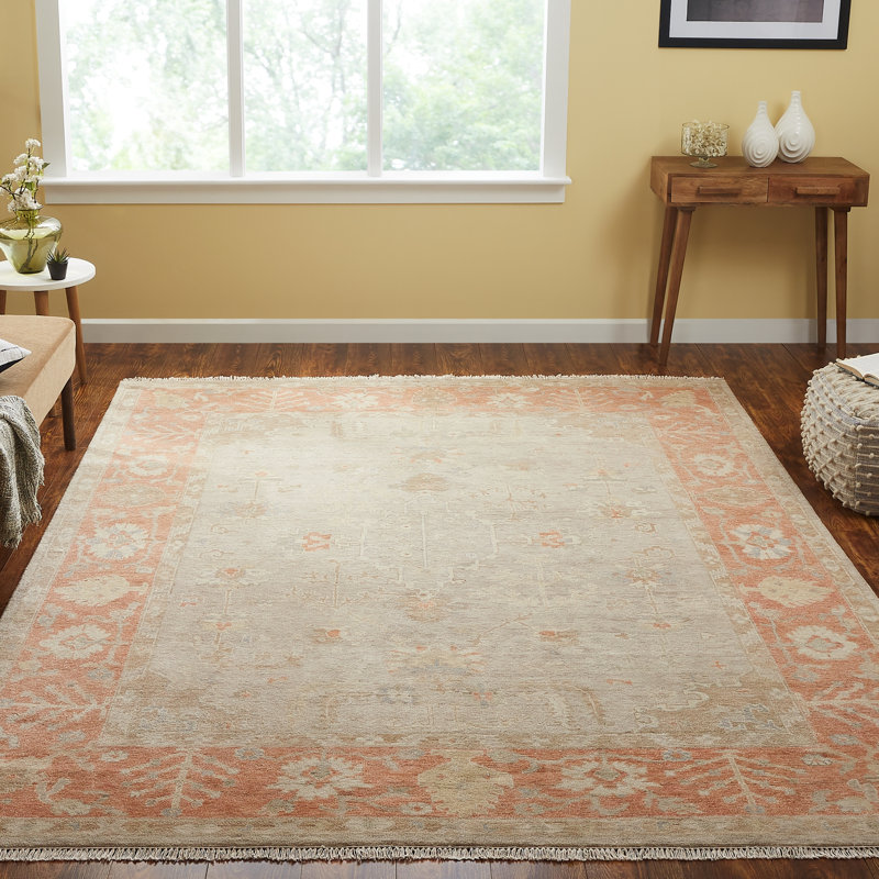 Tapis gris en laine noué à la main Preas, Rond 6 pi