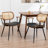 Modern Upholstered Faux Leather Rattan Back Dining Chairs-1804957493