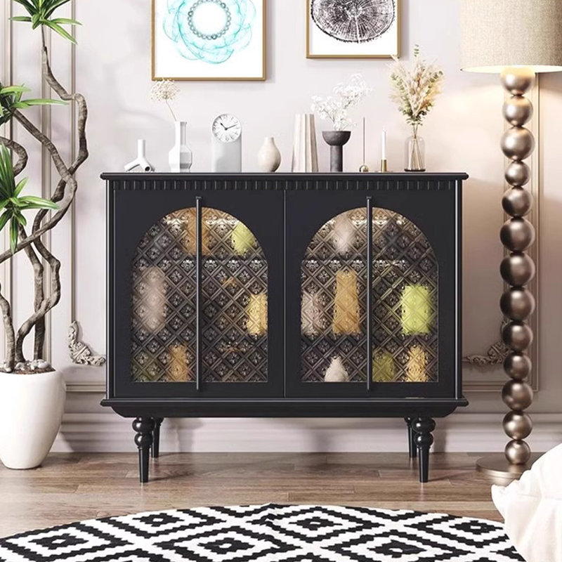 Buffet en bois massif noir, Noir