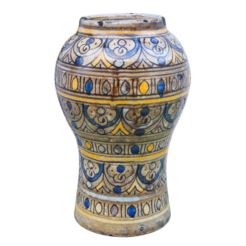 Vase de table en céramique d’intérieur/d’extérieur orange/gris/bleu 9 po