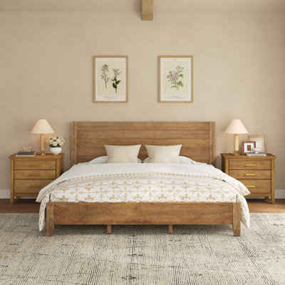 Lecio Solid Wood Panel Bed
