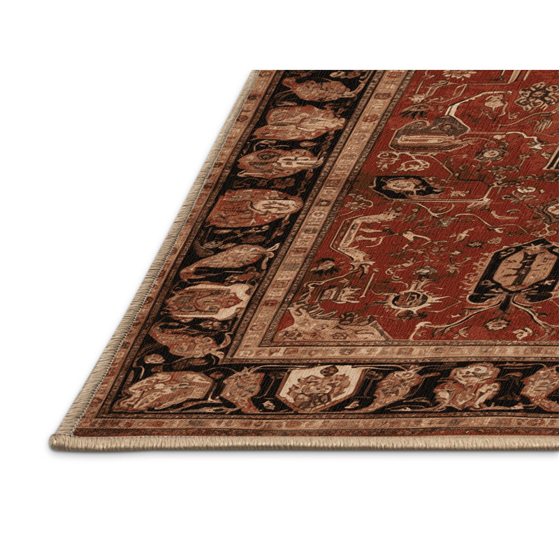 Machine Washable Persian Brown Area Rug, Runner 2' x 4'