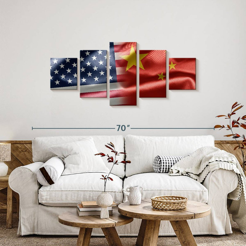 China And USA Flag, 24" H x 55" W