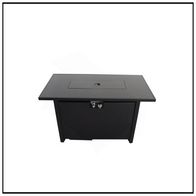 25" H Steel Outdoor Fire Pit Table With Lid