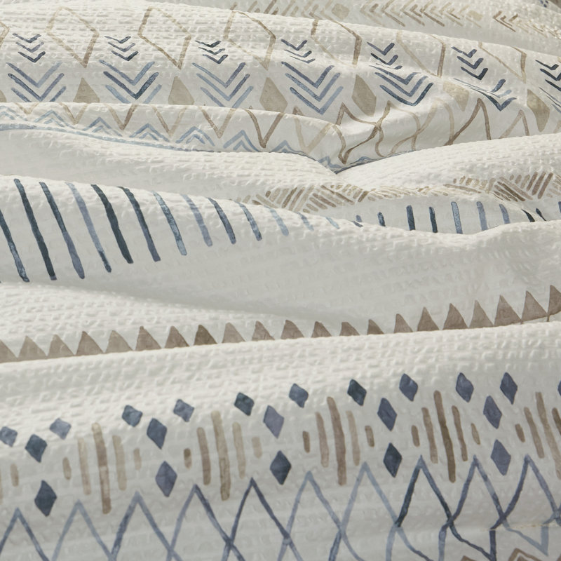 Full Blue Microfiber Reversible Comforter Set with Tassels