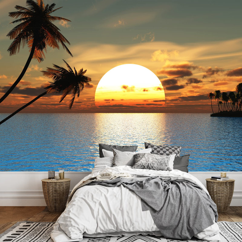 Papier peint tropical avec palmier tropical, L 100 po x l 144 po