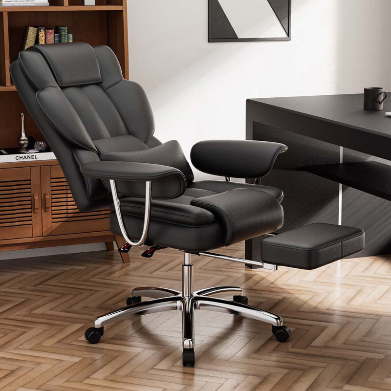 Fauteuil de direction avec repose-pieds, Noir