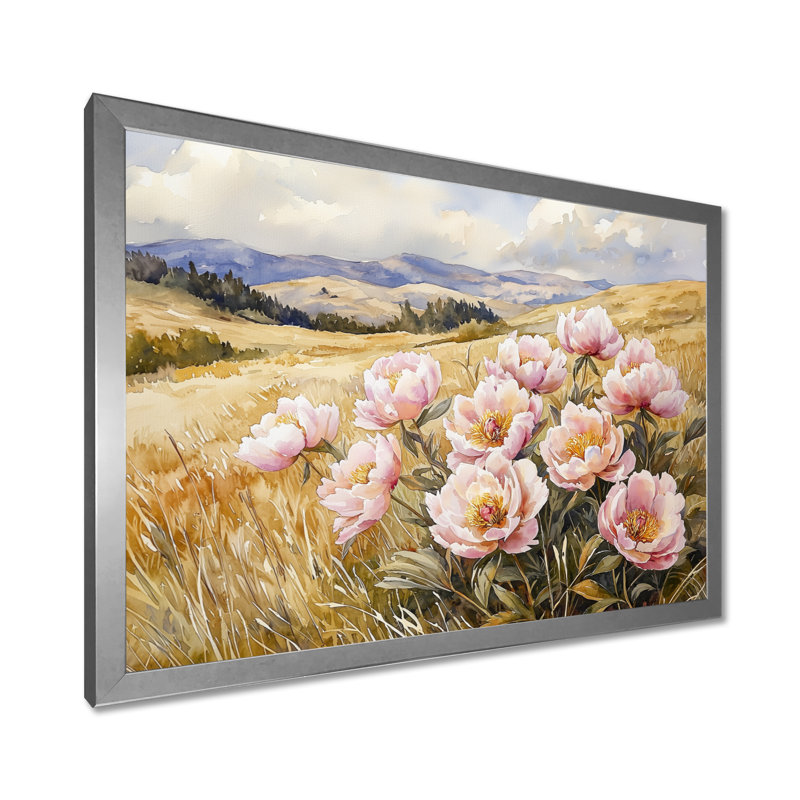 Mountain Meadow Pe pivons III - pivoines, art mural, H 16 po x l 32 po, Reproduction encadrée d'une seule photo sans pass
