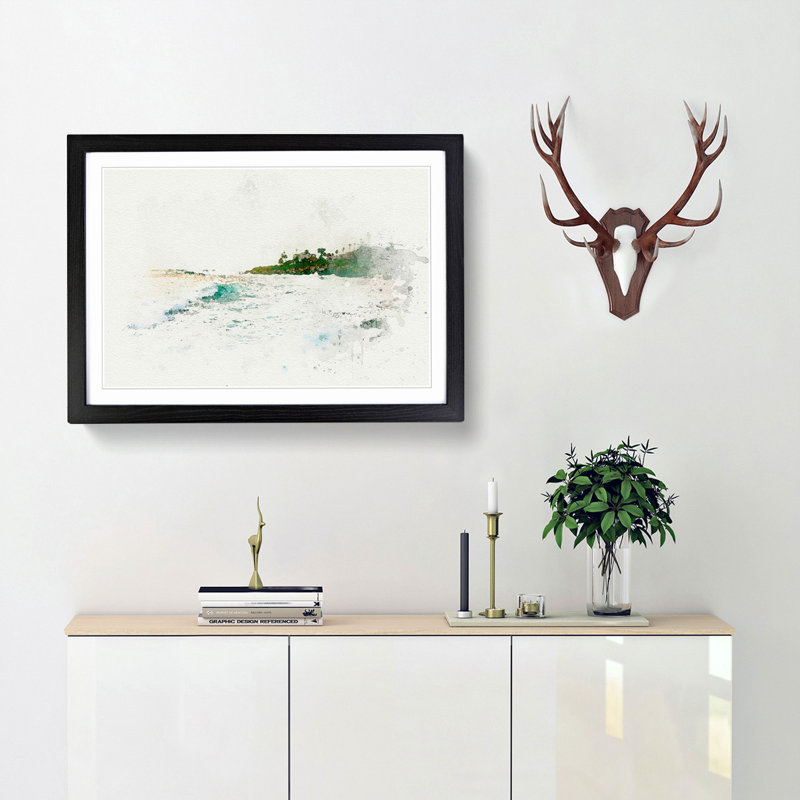 San Diego Seascape in Abstract - Picture Frame Graphic Art Print, Black, 35cm H x 50cm W x 2cm D