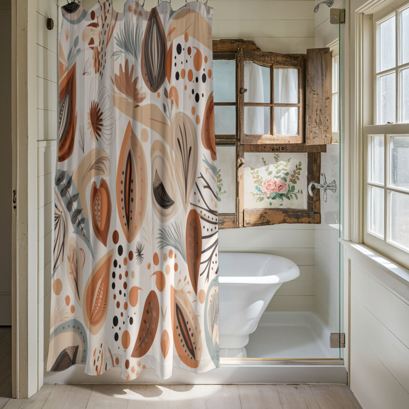 Warm Boho - Rideau de douche Premium, H 74 po x l 71 po