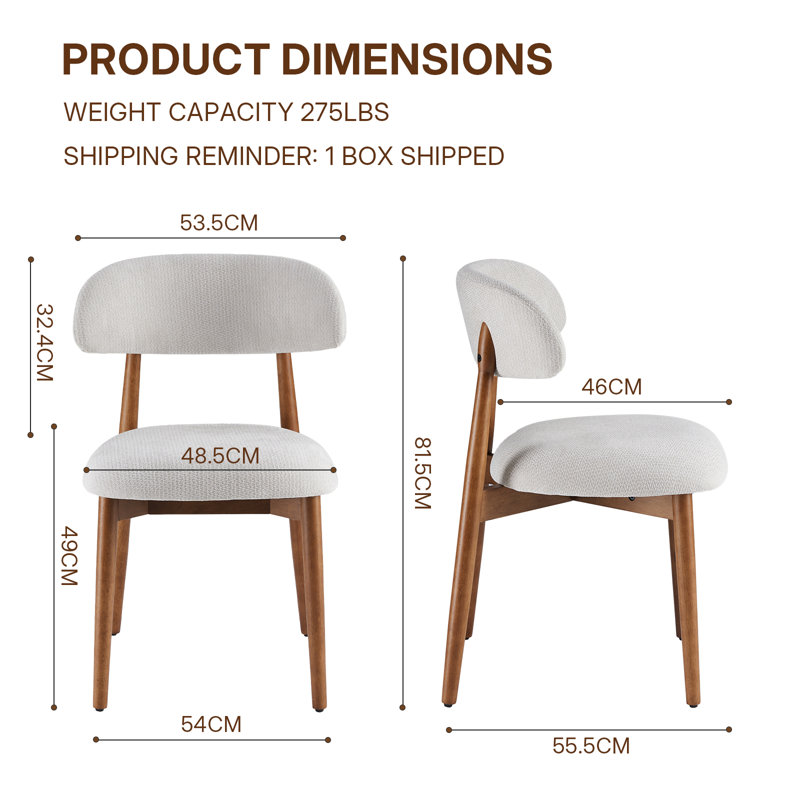 Chaise d'appoint rembourrée en bois massif, Light Grey