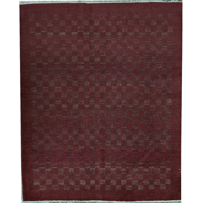 Hand-Knotted High-Quality Burgundy and Brown Area Rug