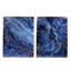 Set Of 2 Blue And Gold Framed Art Panels, Unique Marbled Design, 30.5" X 40"