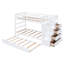 Lit simple au-dessus d'un lit superposé blanc avec pin massif et lit gigogne - Rangement spacieux de style chambre à coucher moderne-342454920
