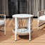 Table d'appoint d'extérieur Garden - corde tissée à la main avec structure en acier thermolaqué, plateau en verre, petite table de bout pour les boissons