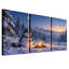 " Snowman Roasting Marshmallow by Campfire Christmas " 3 Piece Art-1989195064