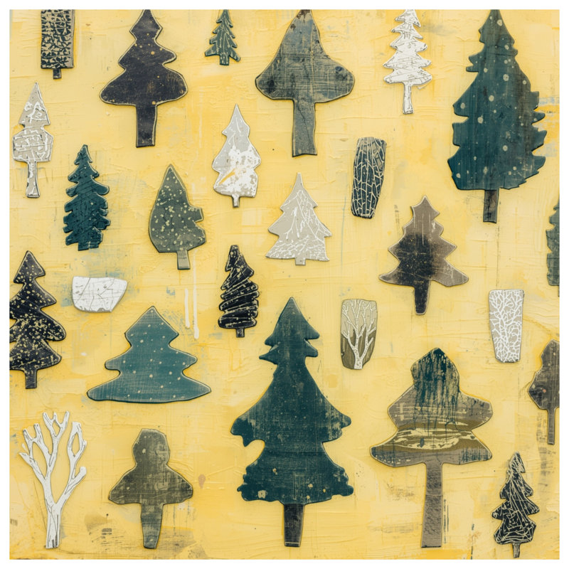 Toile tendue avec motifs d'arbres assortis, 20 po x 24 po