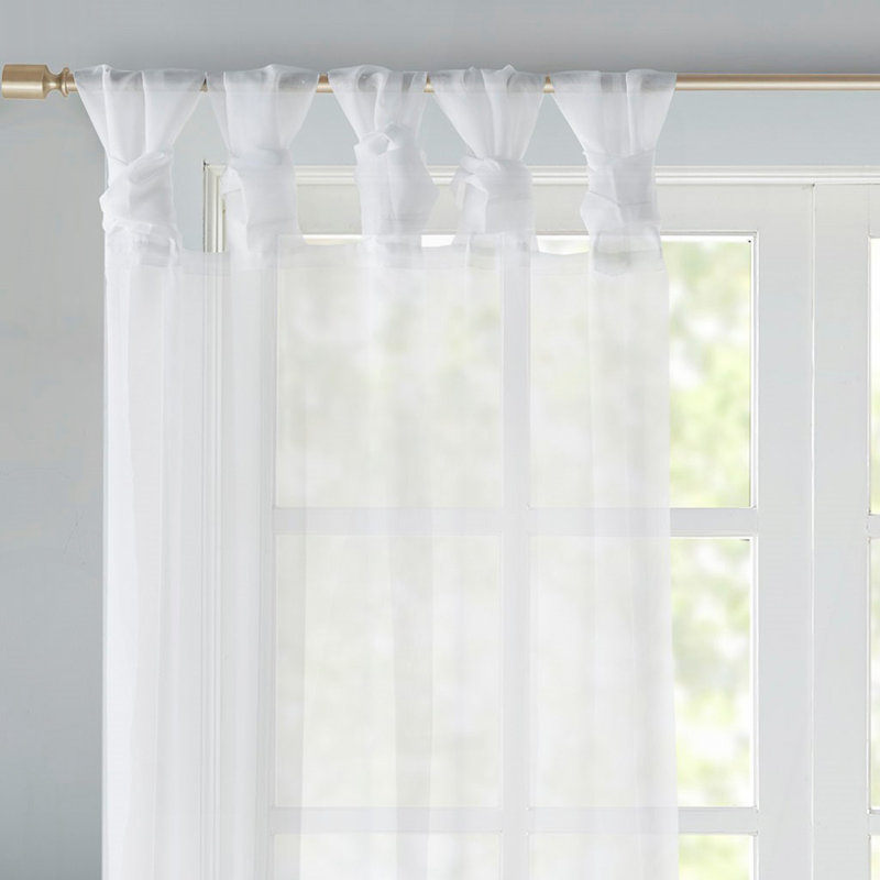 Twist Tab Voile Sheer Window Pair, White, 50" W x 84" L