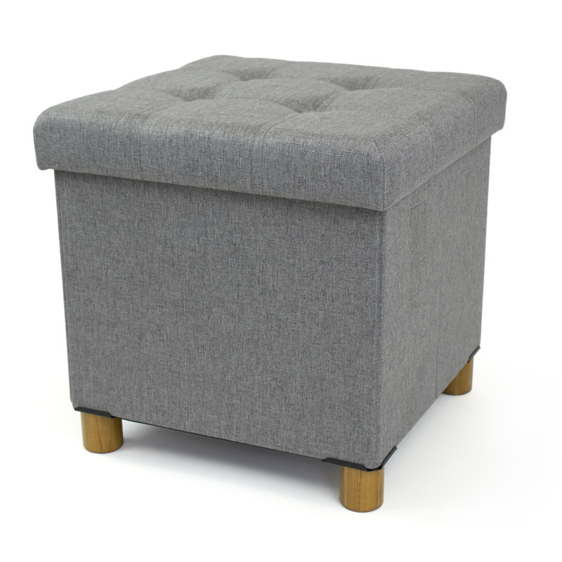 Repose-pieds de rangement carré capitonné Anquavious, Gris