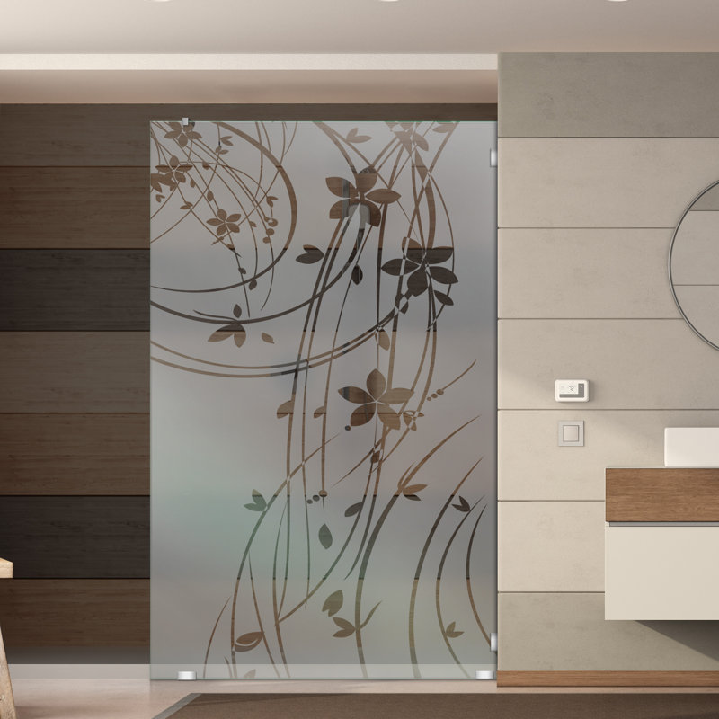 43-1/2 In W x 75 In H Tempered Glass Shower Screen with Professional Sandblasted Frosting, Left, Semi-Private