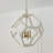 24" W x 28" H 4-Light Geometric Orb Pendant in Matte Brass with Handcrafted Mango Wood Hand-painted Flat White-124328641