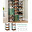 Vertical Shoe Rack, Shoe Shelves, Wood Shoes Organizer for Closet, Entryway, Shoes Tower for Small Spaces, Freestanding, with 2 Hooks, Rustic Brown and Black-1429220666