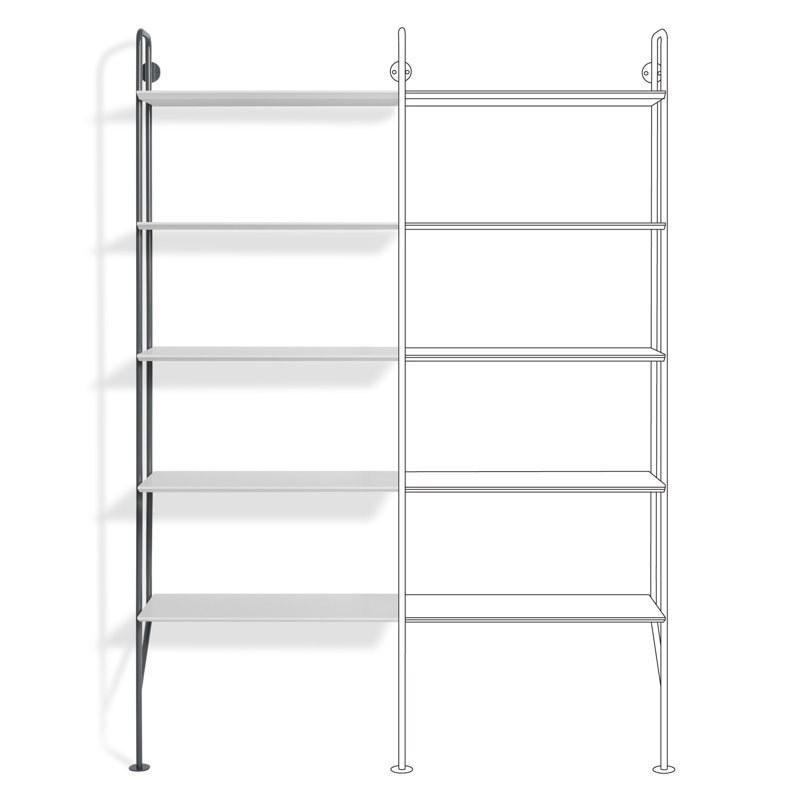 Hitch Bookcase Add-on Kit, White/Slate