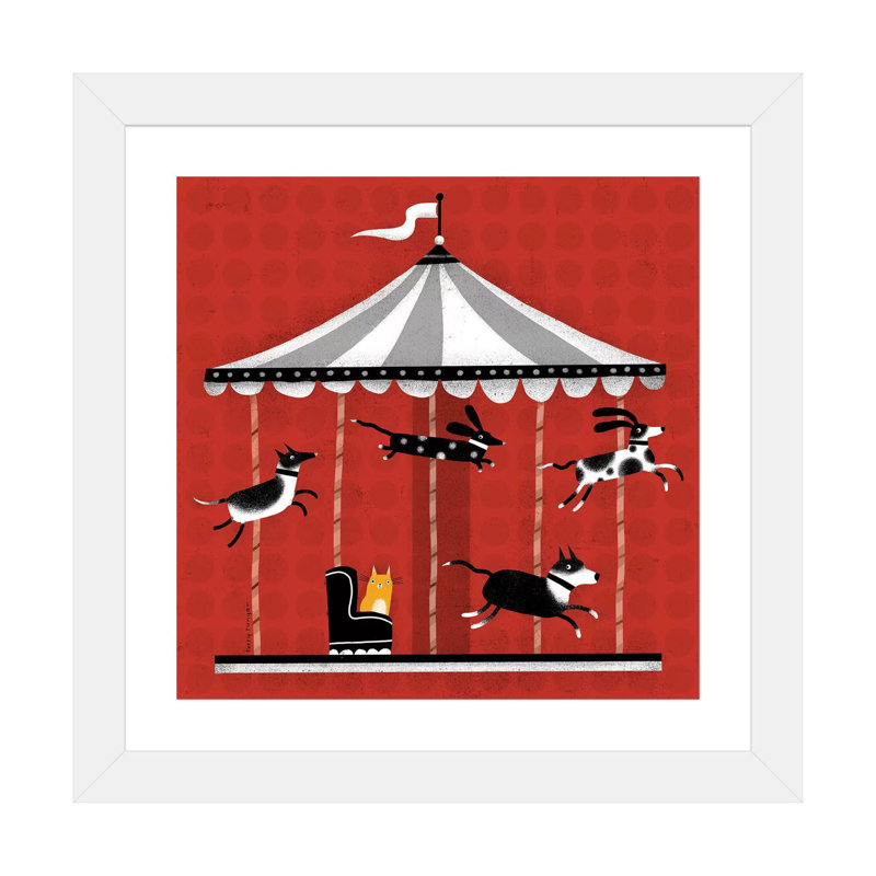 Carrousel de Terry Runyan - reproduction, Papier encadré blanc, Blanc, H 24 po x l 24 po x p 1 po