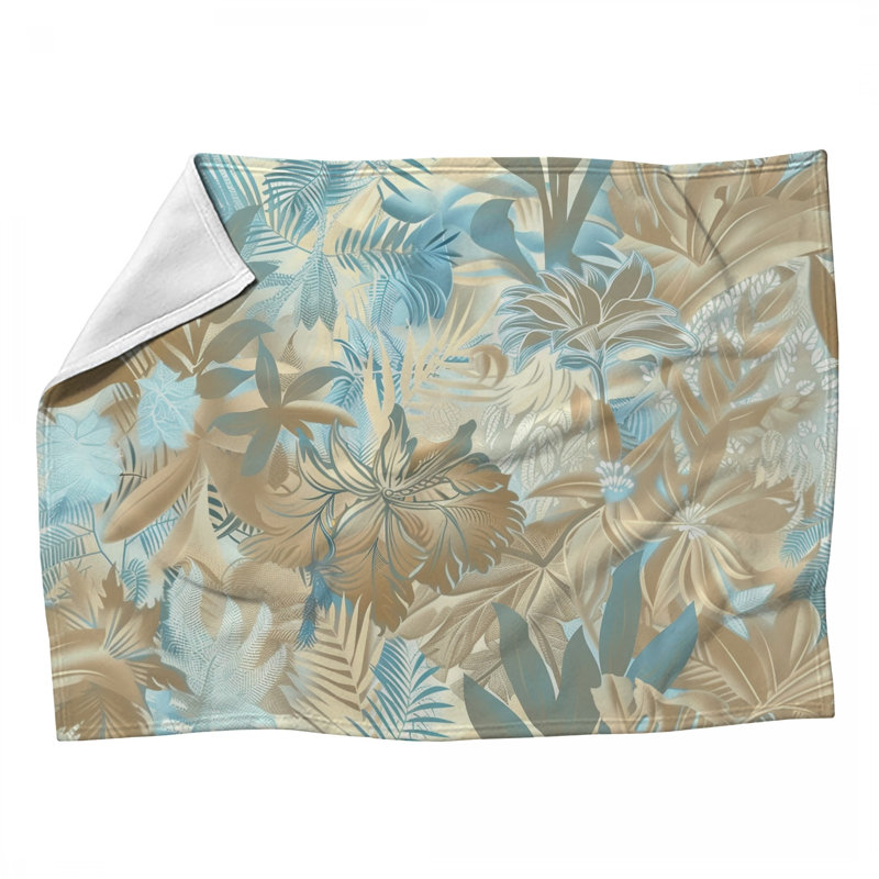 Jeté en molleton Tropical Foliage - Jetés botaniques pour canapés ou lits, L 50 po x L 60 po