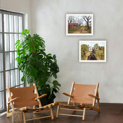 "Trendy Decor" 4U 2 pièces Vignette Sunday Drive & The Old Dirt Road, art mural encadré blanc pour le salon, impression murale pour chambre à coucher pour la décoration intérieure par Billy Jacobs
