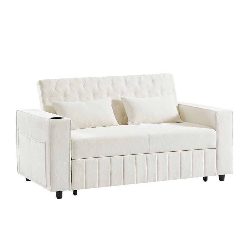 61,4 po Canapé-lit convertible Canapé-lit convertible Canapé-lit moderne avec dossier réglable pour le salon, beige, Beige