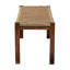 Banc d'appoint de style Mid-Century avec siège en algue tissée rectangulaire, pieds droits et structure minimaliste, fabriqué en bois, brun, 18,02 po de hauteur, 42,6 po de largeur, 16,26 po de profondeur, 16,38 lb
