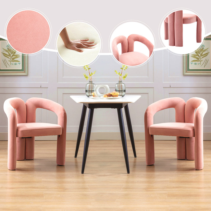 Fauteuil de cuisine en velours rembourré, Rose