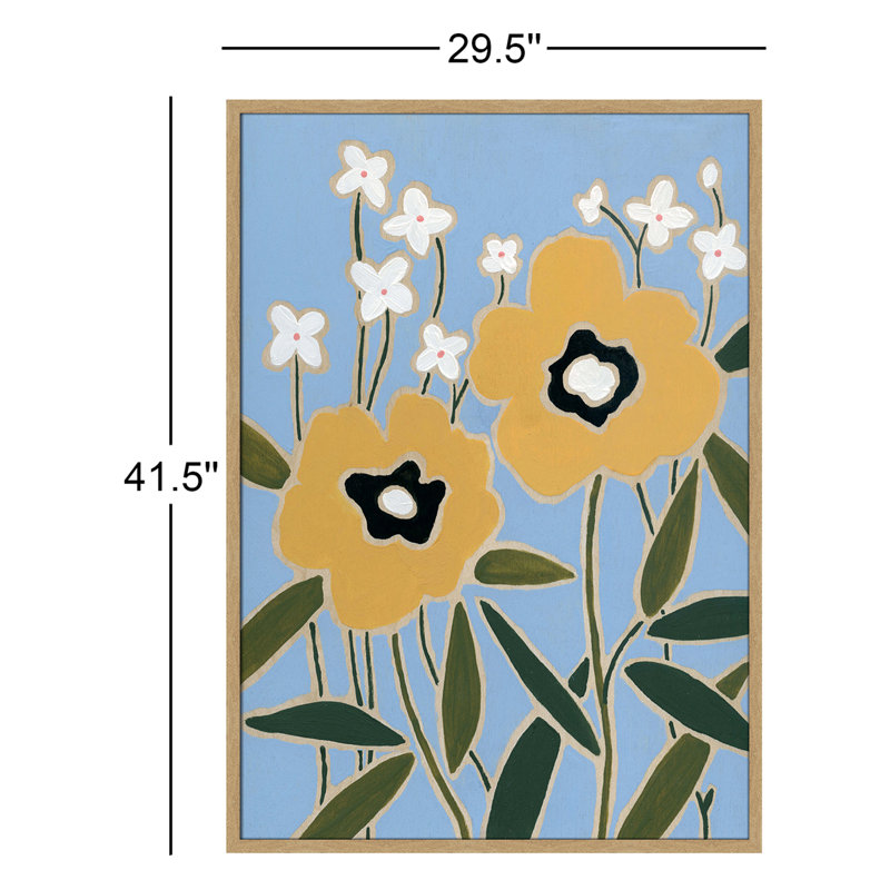 «Woodblock Floral II» par - Impression de cadre photo simple, H 41,5 po x l 29,5 po x P 1,25 po, Encadré naturel