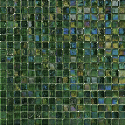 Mint 4 5/8" x 5/8" Iridescent Glass Mosaic