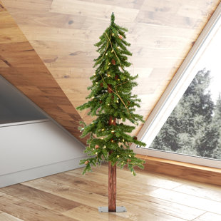 Alpine Tree With Pine Cones & Vine 4' Lighted Pine Christmas Tree
