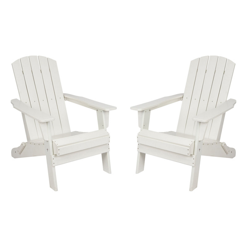 Marina Weather-Resistant Foldable Outdoor Adirondack Chair, White