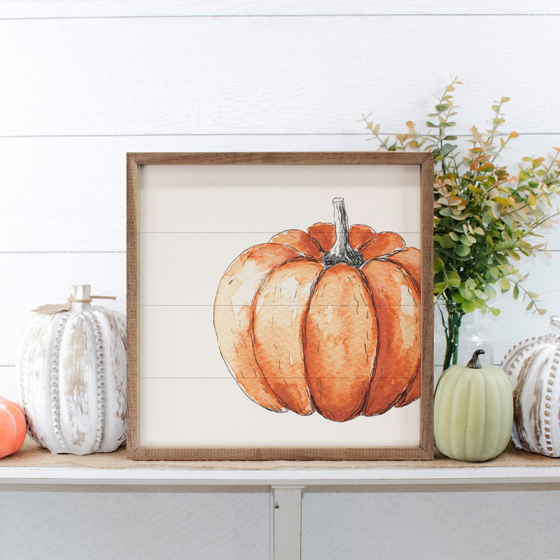 Offset Orange Pumpkin White, 8" H x 8" W